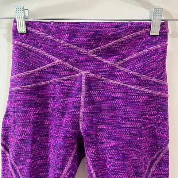 Lululemon Free Flow Leggings Crop Capri Pants Diamond Jacquard high rise violet - Picture 5 of 7